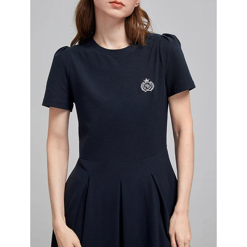 Vestido Midi de Algodão com Bordado e Manga Curta