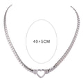 Yhpup Heart Chain Necklace Stainless Steel for Women Fashion Metal Texture Flat Collar Waterproof Necklace Girlfriend Gift YH1406A Steel Collar