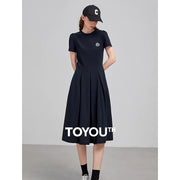 Vestido Midi de Algodão com Bordado e Manga Curta
