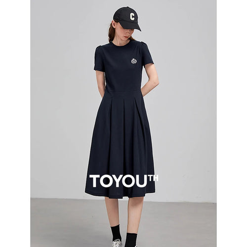 Vestido Midi de Algodão com Bordado e Manga Curta