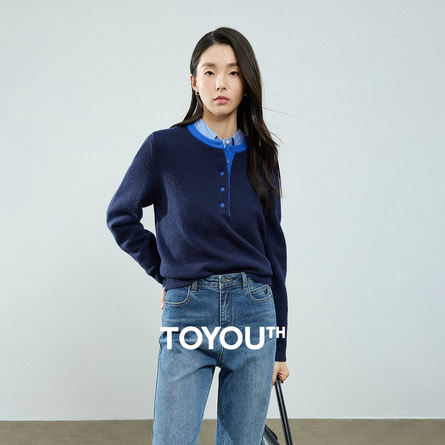 Suéter Feminino Bicolor com Modelagem Ajustada