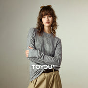 Blusa Feminina Listrada Manga Longa com Toque Cashmere