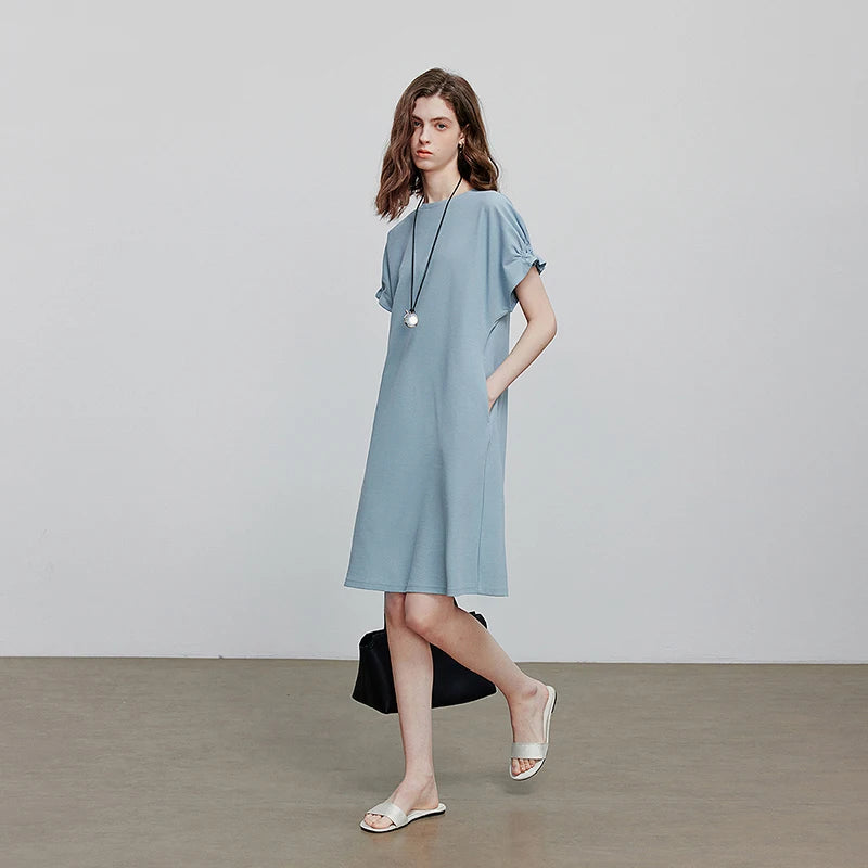 Vestido Curto de Algodão com Bolsos