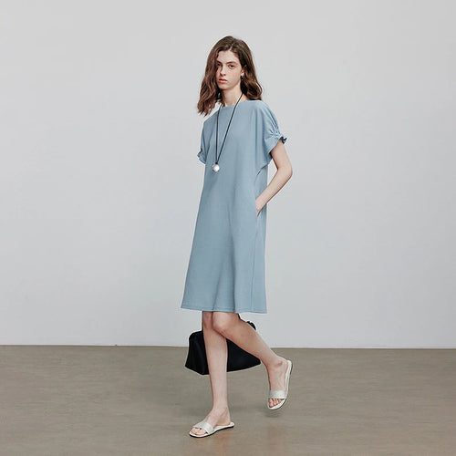 Vestido Curto de Algodão com Bolsos