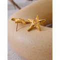 Yhpup Fashion Stainless Steel Star Golden Stud Earrings Rust Proof 18K PVD Plated Metal Popular Jewelry for Women Bijoux