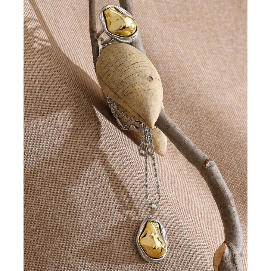 Yhpup New Arrival Design Yellow Baroque Simulated Pearls Bead Pendant Necklace Bracelet Ring Set Vintage Fashion Trendy Jewelry