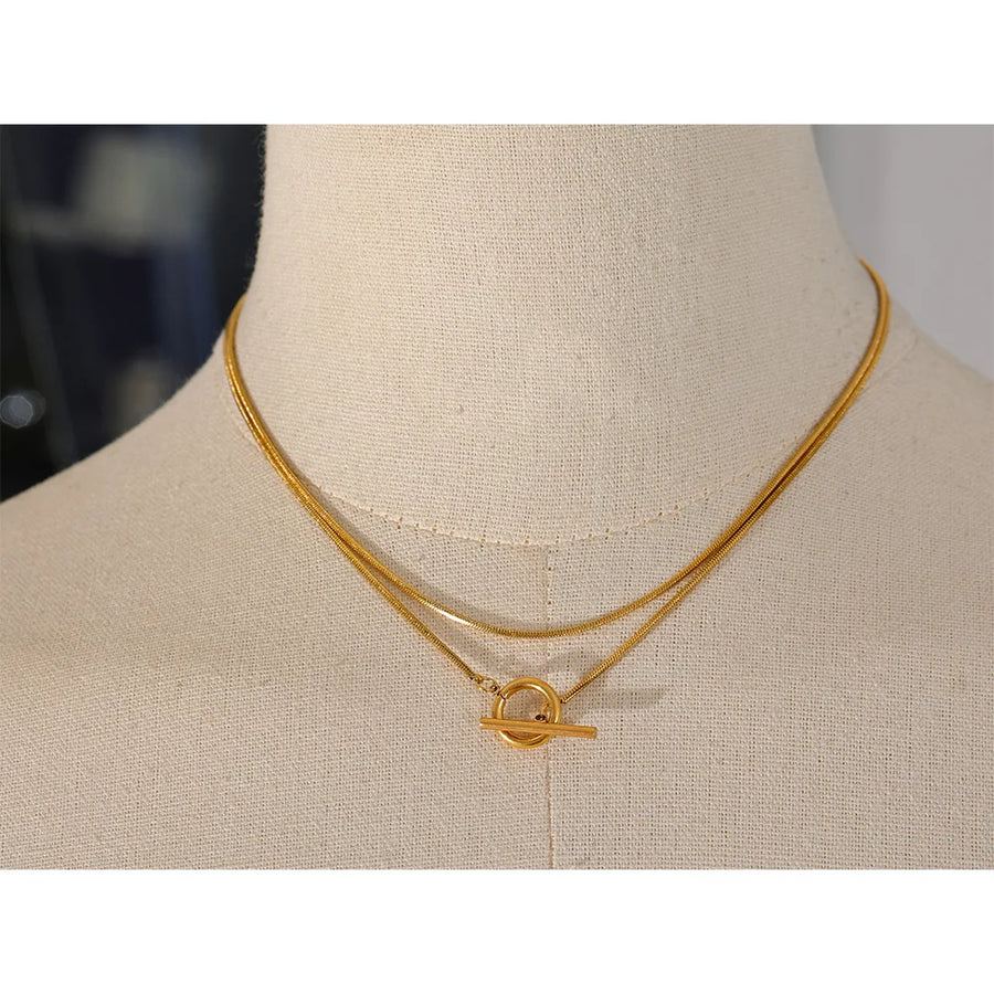 Colar Feminino de Camadas Gota em Aço Inoxidável 4