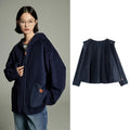 Casaco Feminino de Fleece com Capuz e Bolsos Navy Bule 2