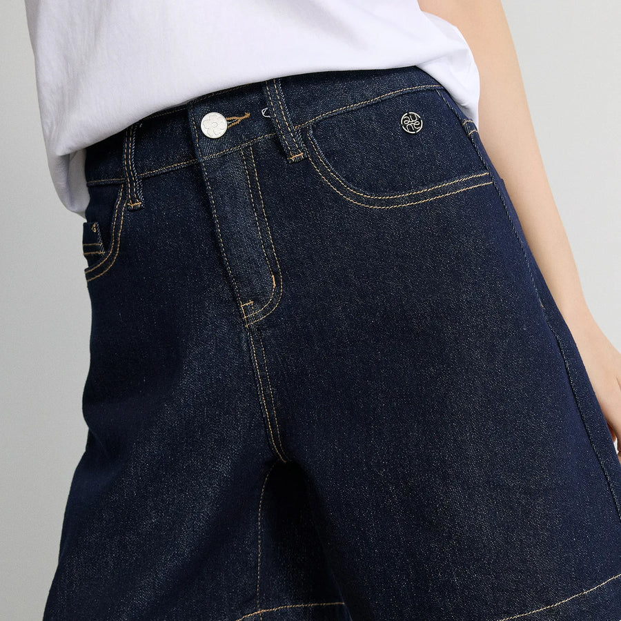 Shorts Jeans Feminino Wide Leg com Elastano