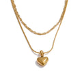 Colar Feminino de Camadas Coração em Aço Inoxidável 2 YH2301A Gold
