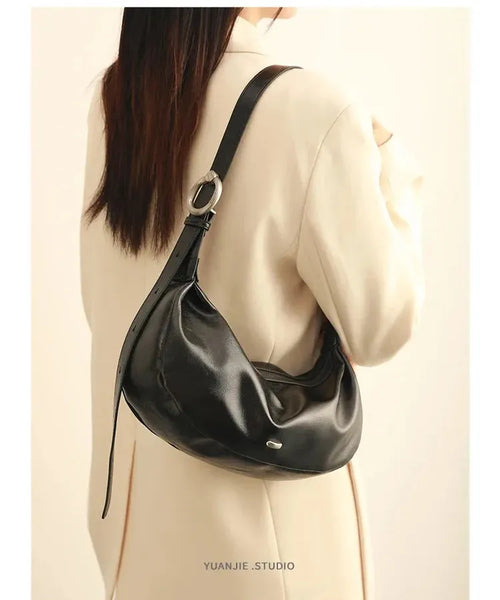 Bolsa feminina de couro macio grande capacidade minimalista crossbody luxo