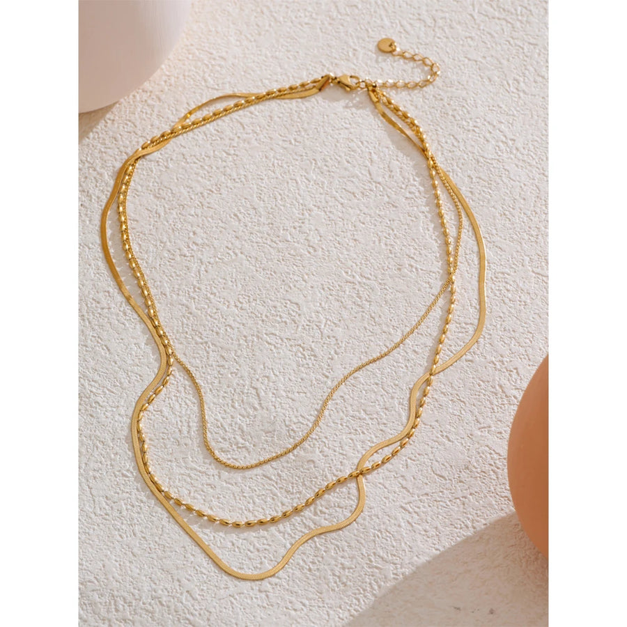 Colar Feminino de Camadas Gota em Aço Inoxidável 8