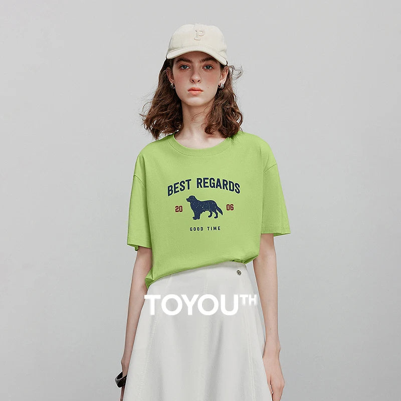 Camiseta Feminina de Algodão com Estampa Cachorro