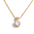 Yhpup Stainless Steel Square Cubic Zirconia Pendant Necklace for Women Korean Style Delicate Popular Daily Bling Jewelry Gift YH4005A Gold