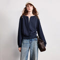 Moletom Cropped Feminino Efeito Duas Peças com Cintura Ajustada