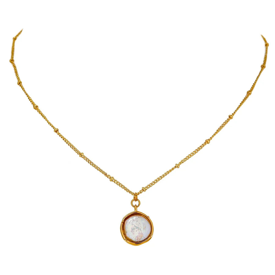 Colar Choker Feminino Geométrico com Pérola em Aço Inoxidável YH298A Gold