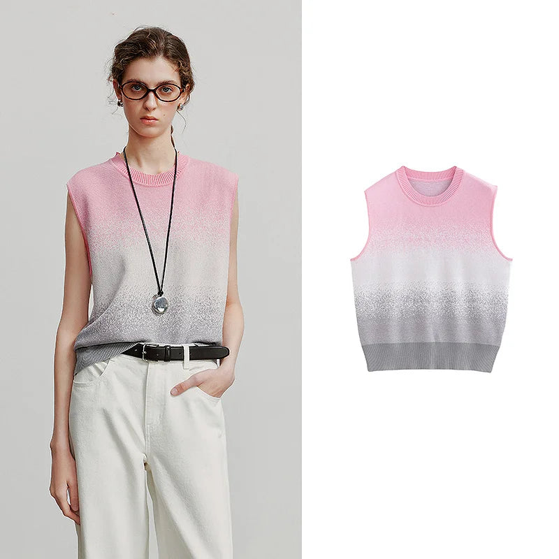 Blusa Feminina de Tricô Sem Mangas com Caimento Solto