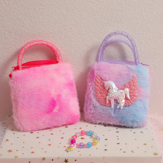 Pequena Bolsa Infantil Unicórdio Super Fofa de Pelúcia