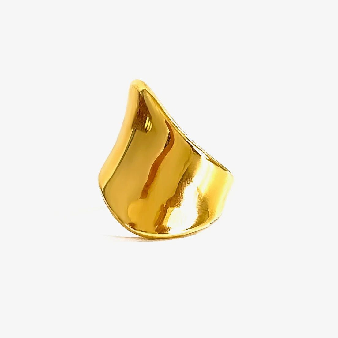 Anel Dome Polido Escultural com Banho Ouro 18K