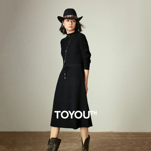 Vestido de Malha Midi Preto Manga Longa Aconchegante