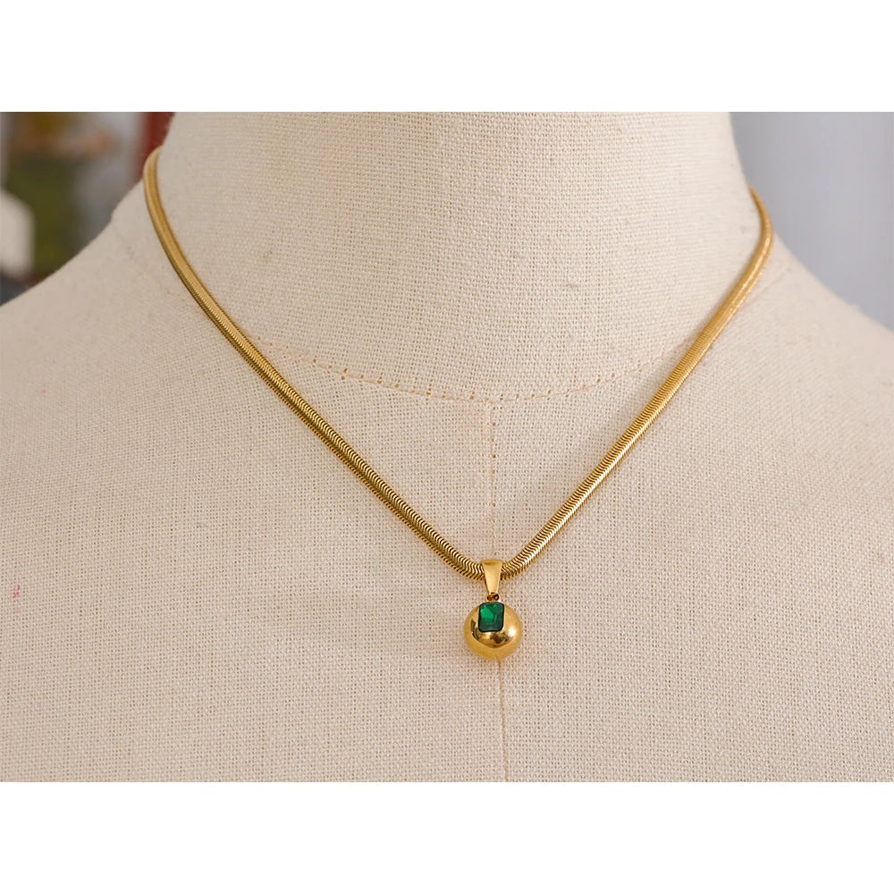 Colar Feminino Redondo com Zircônia em Aço Inoxidável