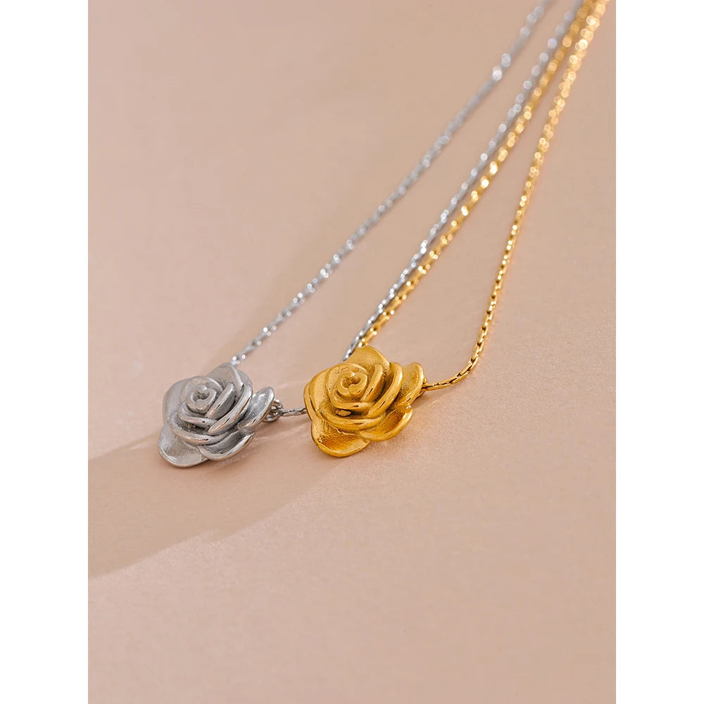 Colar Feminino Flor em Aço Inoxidável 3