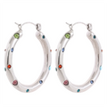 Brinco de Argola 32 mm com Zircônias Coloridas