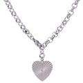 Yhpup Romantic Heart Rose Flower Pendant Necklace Statement Stainless Steel Trendy Necklace 18 K Metal Collar ожерелье Gift YH1497A Steel