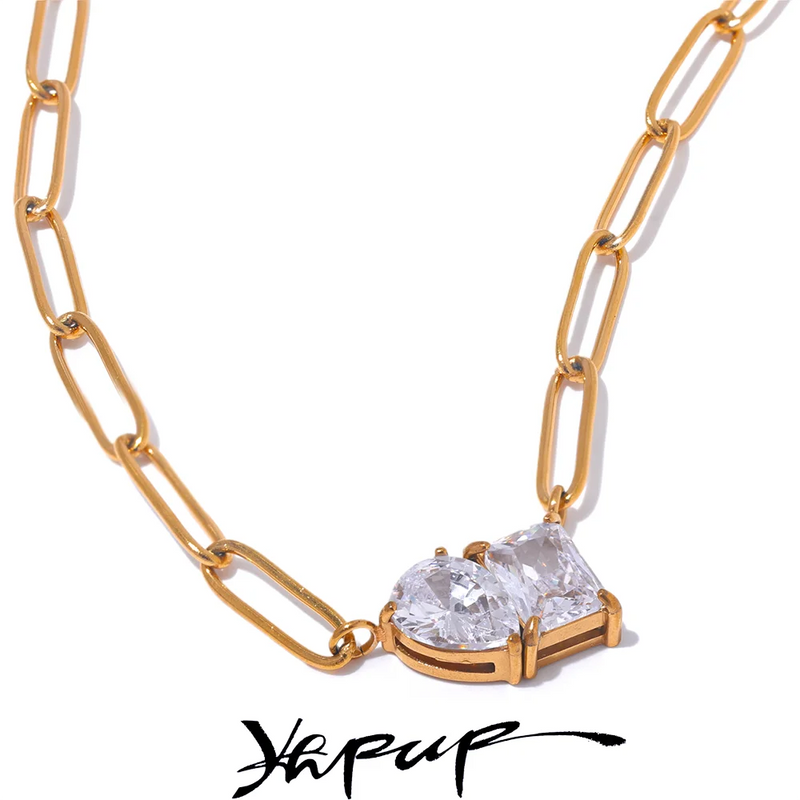 Colar Feminino Gota com Zircônia em Aço Inoxidável 12