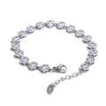Yhpup Popular Shiny Cubic Zirconia Chain Luxury Necklace Bracelet Bangle Gold Color Platinum Plated Temperament Jewelry New P-White Bracelet