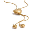 Yhpup Glossy Stainless Steel Heart Love Chain Long Drop Necklace High Quality Romantic Attractive Jewelry Gift YH2828A Gold