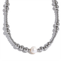 Colar Feminino Gota com Pérola em Aço Inoxidável 10 YH1338A Steel