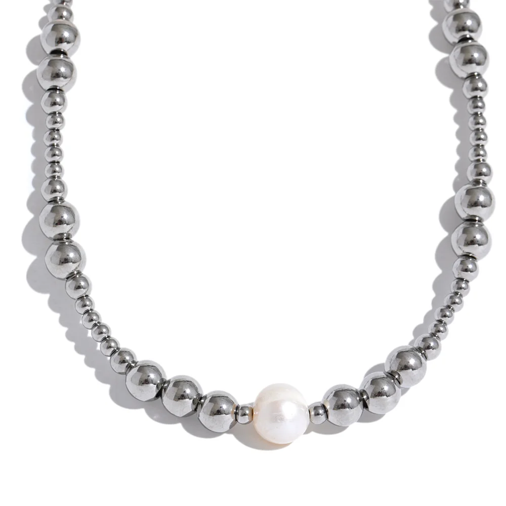 Colar Feminino Gota com Pérola em Aço Inoxidável 10 YH1338A Steel