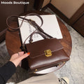 Bolsa Transversal Feminina de Couro PU Vintage com Fecho Dourado