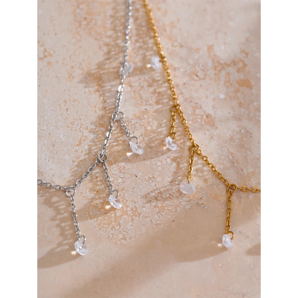 Colar Feminino Gota com Zircônia em Aço Inoxidável 4