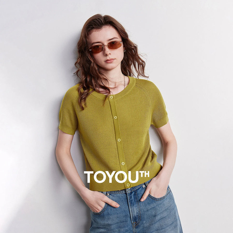Blusa Feminina de Tricô Verde Oliva Cropped