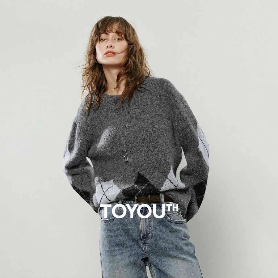 Suéter Argyle com Fio de Alpaca