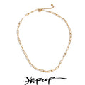 Yhpup Minimalist Stainless Steel Metal Chain Necklace Bracelet Bangle for Women 18K PVD Plated Golden Fashion Jewelry