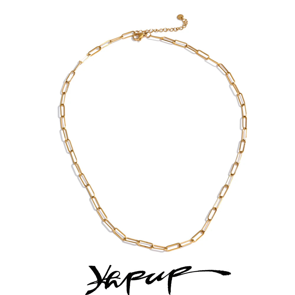 Yhpup Minimalist Stainless Steel Metal Chain Necklace Bracelet Bangle for Women 18K PVD Plated Golden Fashion Jewelry