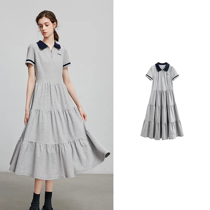 Vestido Chemise Midi com Bordado de Letras Gray