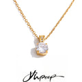 Yhpup Stainless Steel Square Cubic Zirconia Pendant Necklace for Women Korean Style Delicate Popular Daily Bling Jewelry Gift