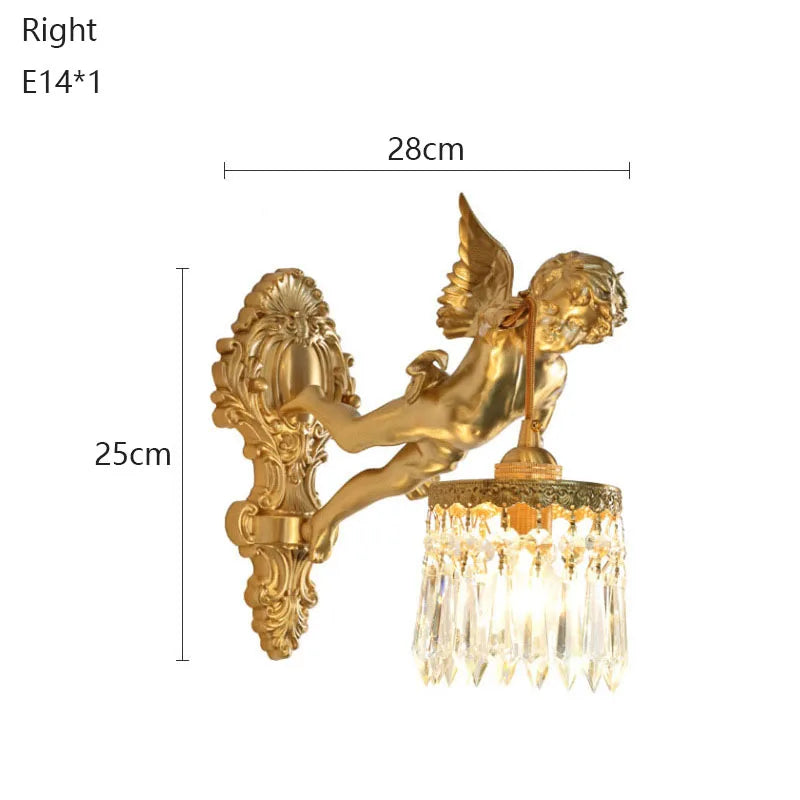 Luminária Francesa Angelical de Cristal e Bronze | Delamantina Cristais Anjo Direito
