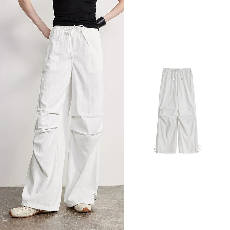 Calça Cargo Feminina Wide Leg Cintura Alta