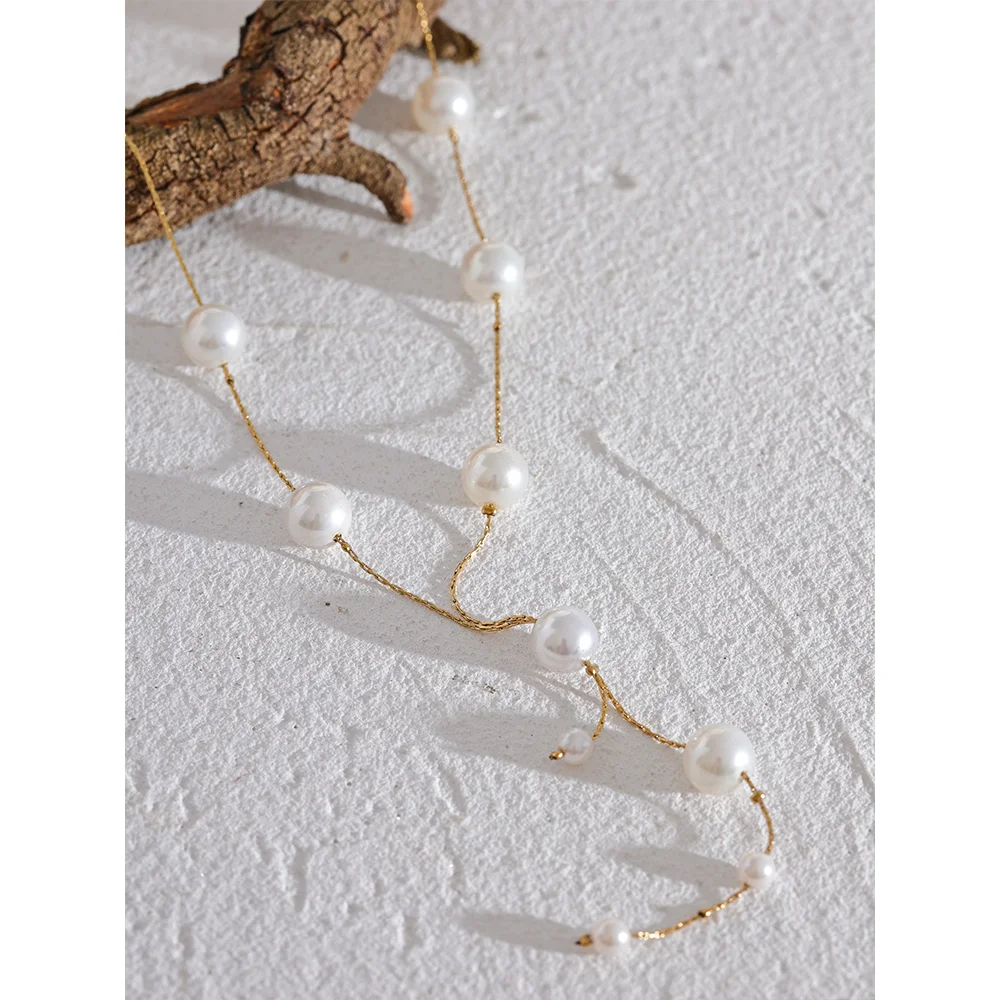 Colar Feminino Redondo com Pérola em Aço Inoxidável 3