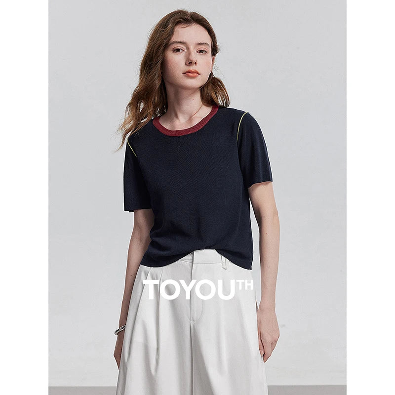 Blusa Feminina de Tricô Manga Curta Minimalista Leve