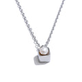 Yhpup GIFT Natural Pearl Exclusive Delicate Stainless Steel Square Pendant Necklace Tarnish Resistant Trendy Charm Jewelry New YH5078A Steel