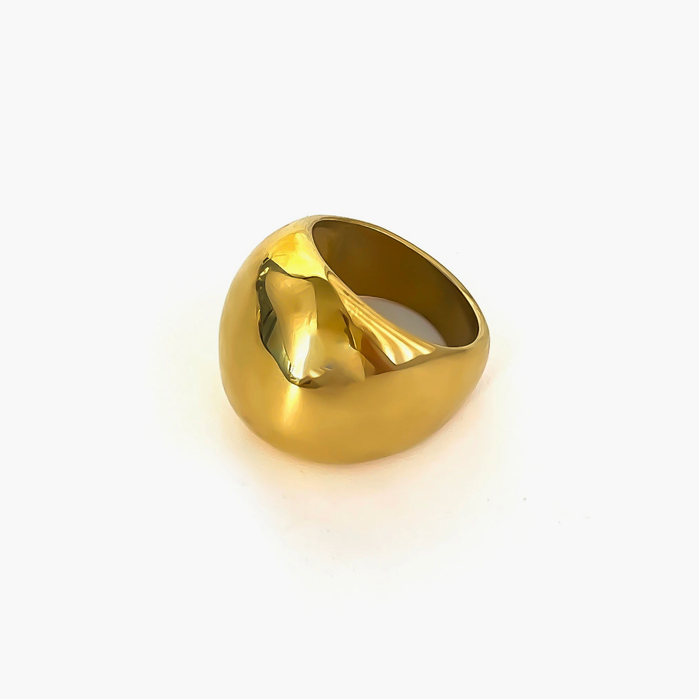 Anel Dome Largo Empilhável com Banho Ouro 18K