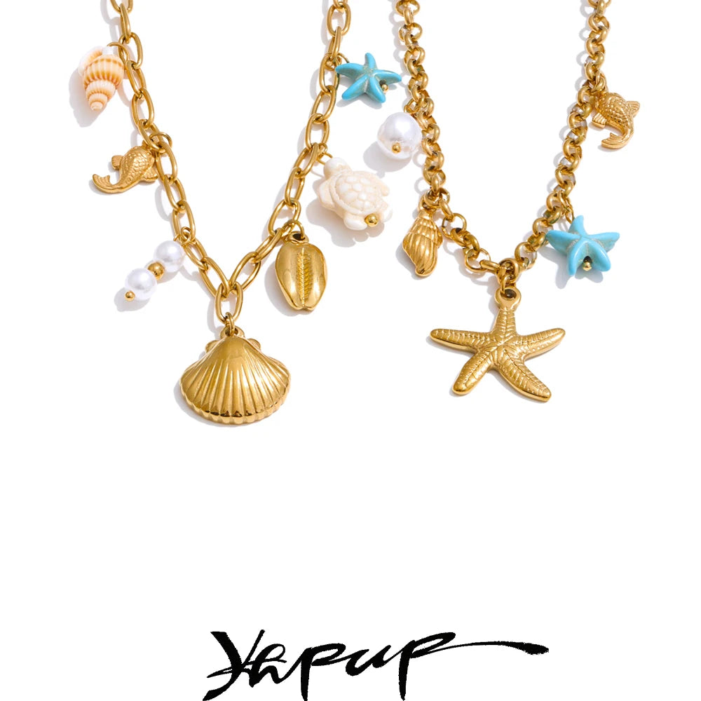 Conjunto Colar e Pulseira Estrela em Aço Inoxidável