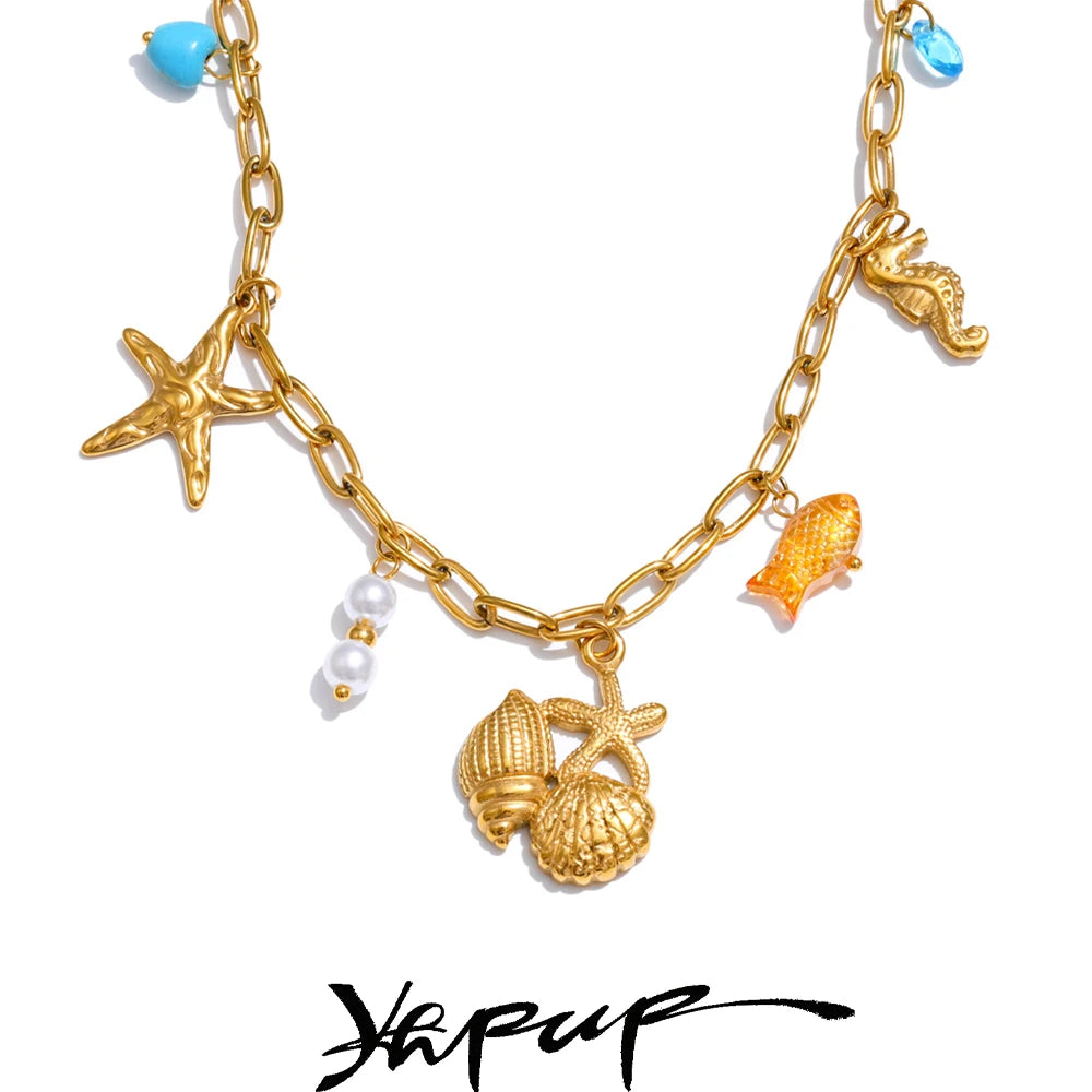 Colar Feminino Estrela com Pérola em Aço Inoxidável 2