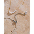 Yhpup Natural Freshwater Pearls Stainless Steel Chain Necklace for Women Waterproof Chic Fashion Collar Jewelry Gift Waterproof